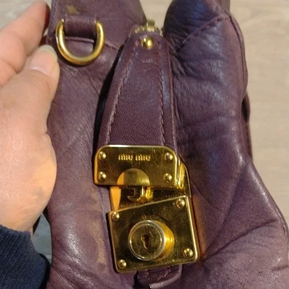 Miu Miu Purple Gold HardwareBowler Boston Two Way Sachel Shoulder Crossbody Bag - Picture 12 of 16
